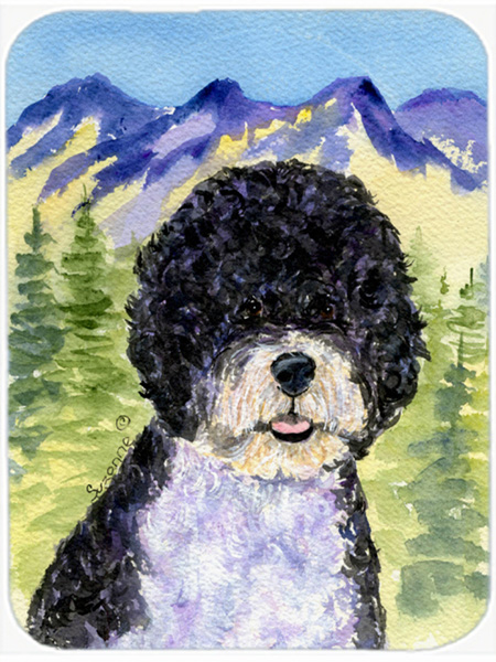 Portuguese Water Dog Glass Cutting Board - Large