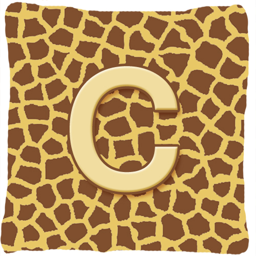 Monogram Initial C Giraffe Decorative Fabric Pillow 14 x 14 in.