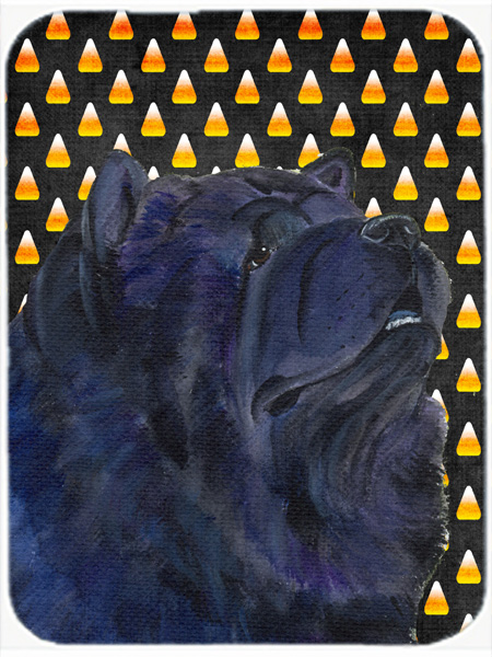 Chow Chow Candy Corn Halloween Portrait Glass Cutting Board - Large