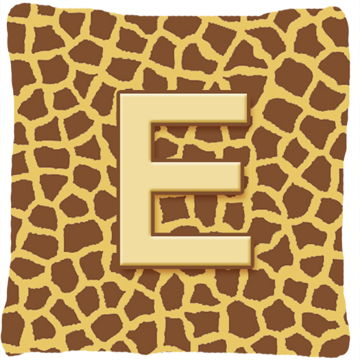 14 x 14 in. Monogram Initial E Giraffe Decorative Fabric Pillow