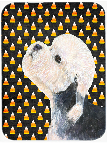 Dandie Dinmont Terrier Candy Corn Halloween Portrait Glass Cutting Board - Large