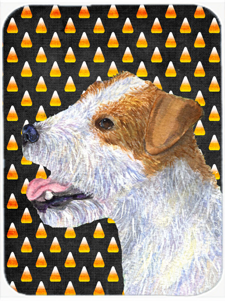 Jack Russell Terrier Candy Corn Halloween Portrait Glass Cutting Board - Large