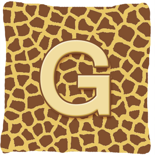 Monogram Initial G Giraffe Decorative Fabric Pillow - 14 x 14 in.