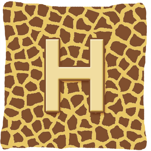 Monogram Initial H Giraffe Decorative Fabric Pillow