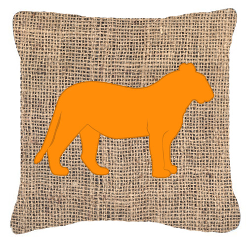 Tiger Burlap and Orange Decorative Fabric Pillow
