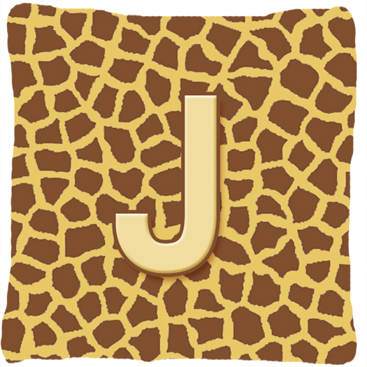 Monogram Initial J Giraffe Decorative Fabric Pillow
