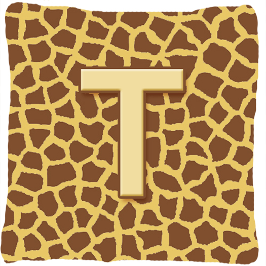Monogram Initial T Giraffe Decorative Fabric Pillow