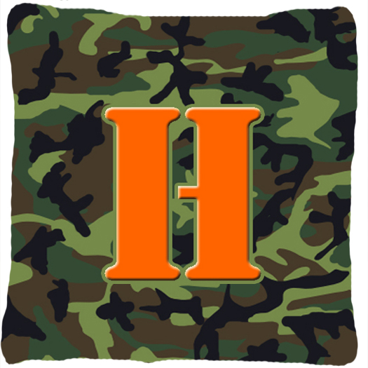 14 x 14 in. Monogram Initial H Camo Green Decorative Fabric Pillow