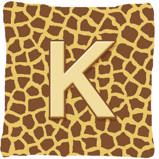 Monogram Initial K Giraffe Decorative Fabric Pillow - 14 x 14 in.