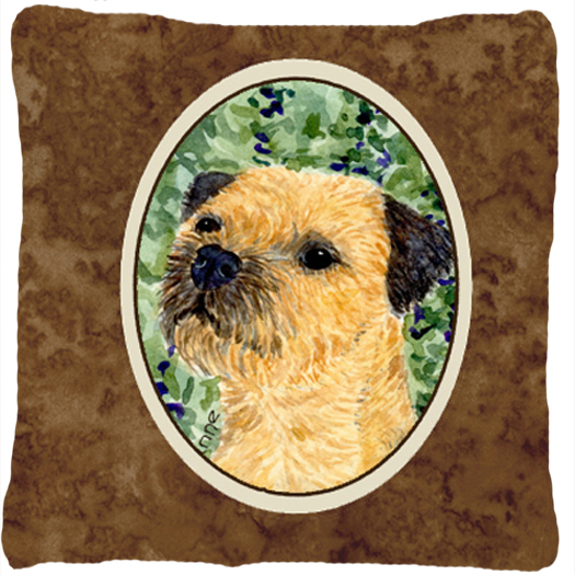 Border Terrier Decorative Fabric Pillow - 14 x 14 in.