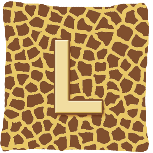 Monogram Initial L Giraffe Decorative Fabric Pillow