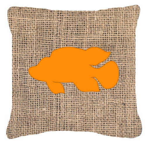 Fish - Tropical Fish Burlap and Orange Decorative Fabric Pillow