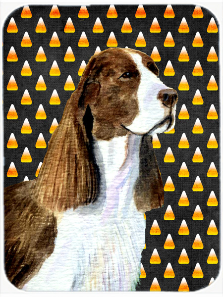Springer Spaniel Candy Corn Halloween Portrait Glass Cutting Board - Large