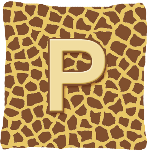 Monogram Initial P Giraffe Decorative Fabric Pillow