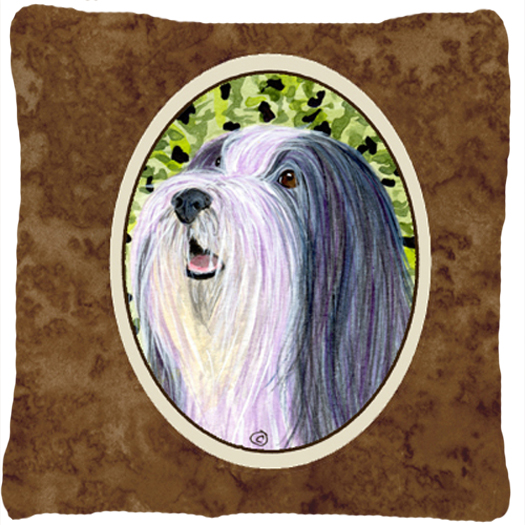 Bearded Collie Decorative Fabric Pillow - 14 x 14 in.