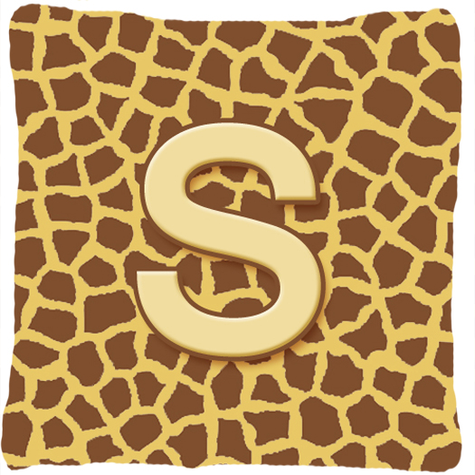 Monogram Initial S Giraffe Decorative Fabric Pillow - 14 x 14 in.