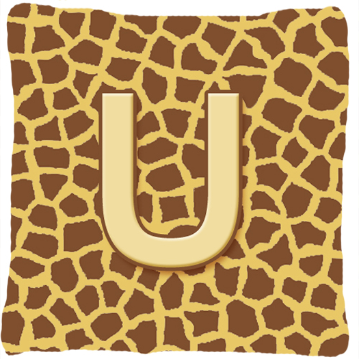 Monogram Initial U Giraffe Decorative Fabric Pillow