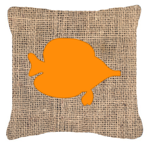 Fish - Tang Fish Burlap and Orange Decorative Fabric Pillow