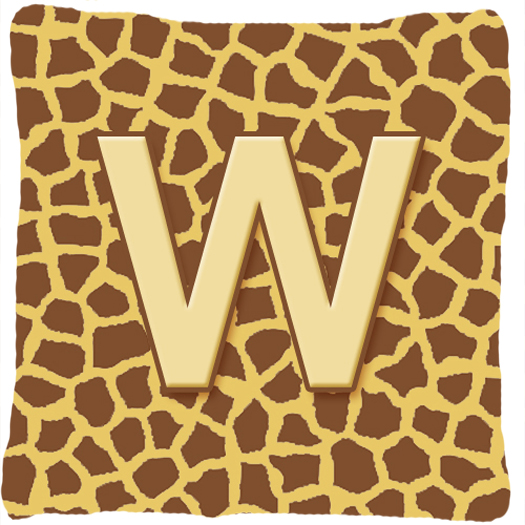 Monogram Initial WGiraffe Decorative Fabric Pillow - White - 14 x 14 in.