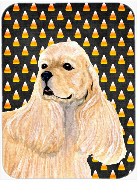 Cocker Spaniel Candy Corn Halloween Portrait Glass Cutting Board - Large