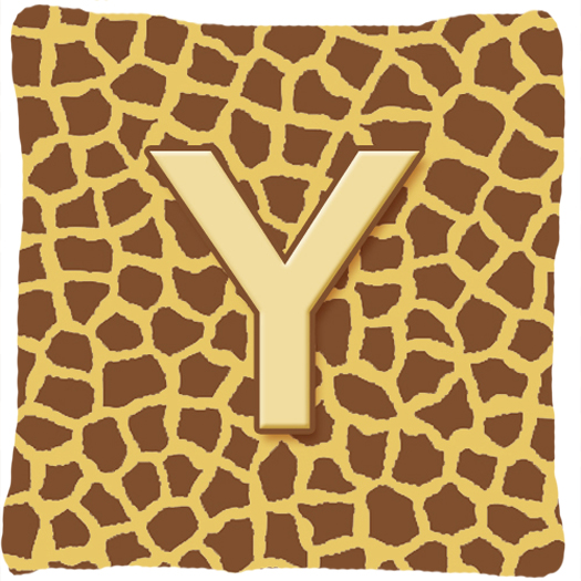 Monogram Initial Y Giraffe Decorative Fabric Pillow