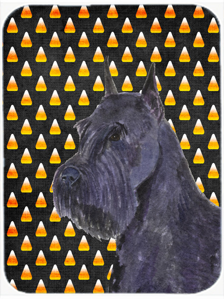 Schnauzer Giant Candy Corn Halloween Portrait Glass Cutting Board- Large