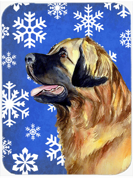 Leonberger Winter Snowflakes Holiday Glass Cutting Board - Large