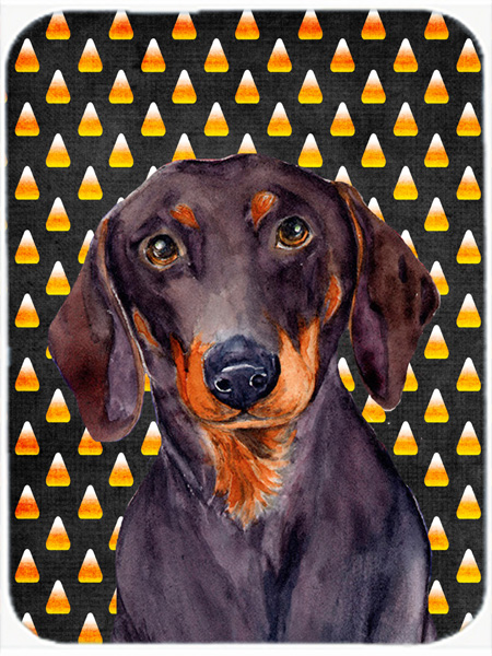 Dachshund Candy Corn Halloween Portrait Glass Cutting Board- Large