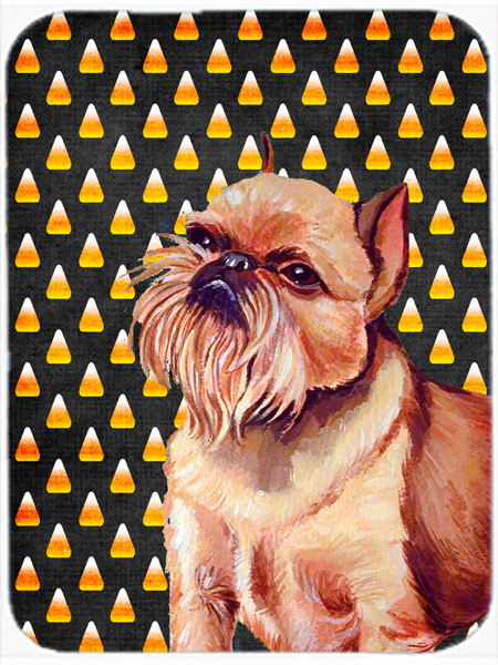 Brussels Griffon Candy Corn Halloween Portrait Glass Cutting Board- Large