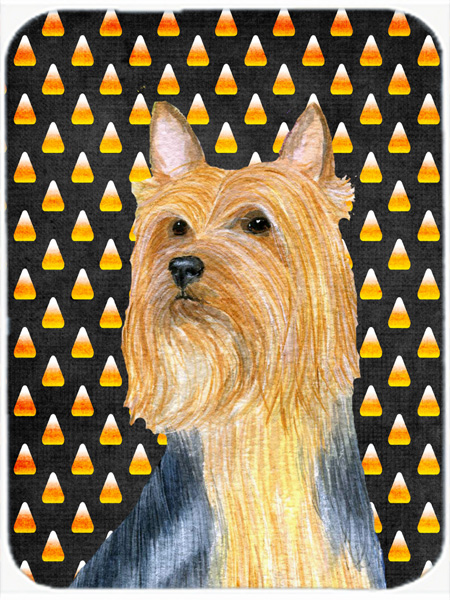 Silky Terrier Candy Corn Halloween Portrait Glass Cutting Board Large
