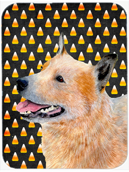 Australian Cattle Dog Candy Corn Halloween Portrait Glass Cutting Board- Large