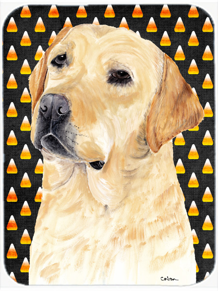 Labrador Yellow Candy Corn Halloween Portrait Glass Cutting Board- Large
