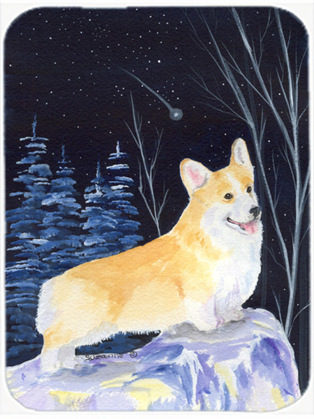 Starry Night Corgi Glass Cutting Board- Large