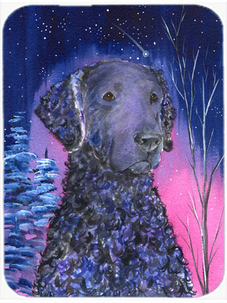 Starry Night Curly Coated Retriever Glass Cutting Board- Large