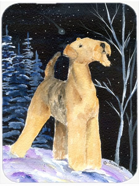 Starry Night Airedale Glass Cutting Board- Large