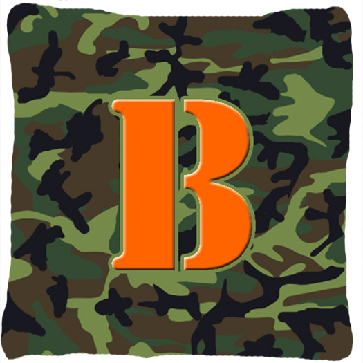 Monogram Initial B Camo Green Decorative Fabric Pillow