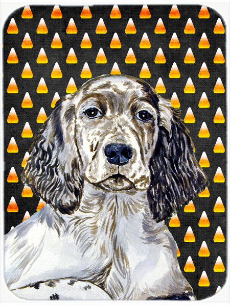 English Setter Candy Corn Halloween Portrait Glass Cutting Board- Large