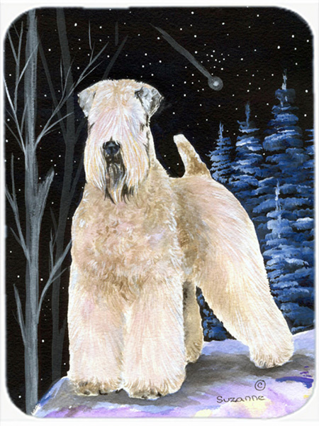 Starry Night Wheaten Terrier Soft Coated Glass Cutting Board- Large