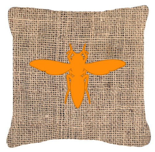 Yellow Jacket Burlap And Orange Fabric Decorative Pillow