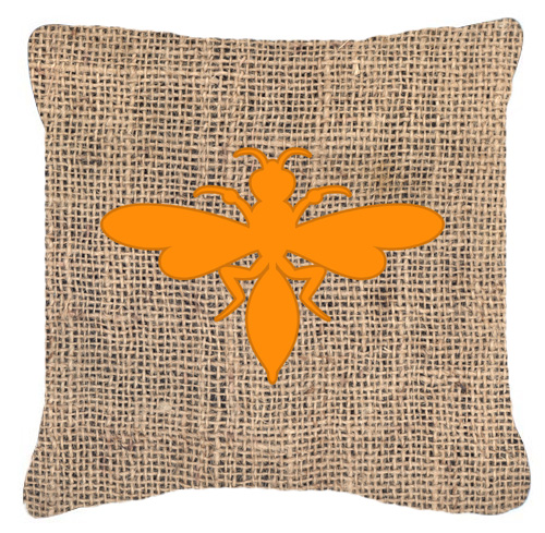 Wasp Burlap And Orange Fabric Decorative Pillow
