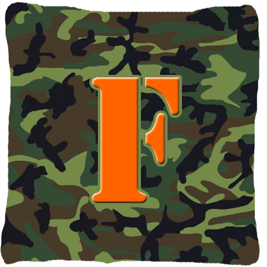 Picture of Carolines Treasures CJ1030-FPW1414 Monogram Initial F Camo Green Decorative Fabric Pillow