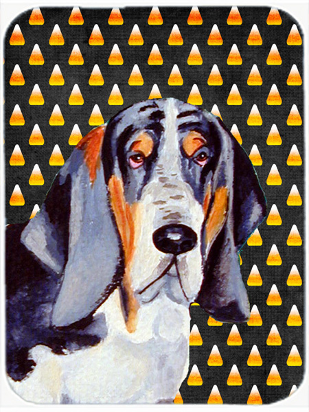 Basset Hound Candy Corn Halloween Portrait Glass Cutting Board- Large