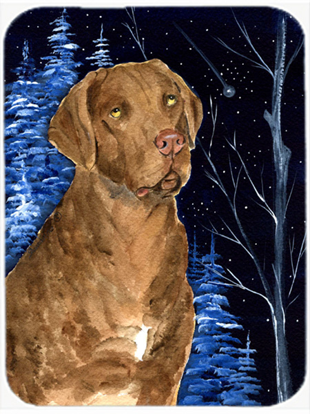 Starry Night Chesapeake Bay Retriever Glass Cutting Board- Large