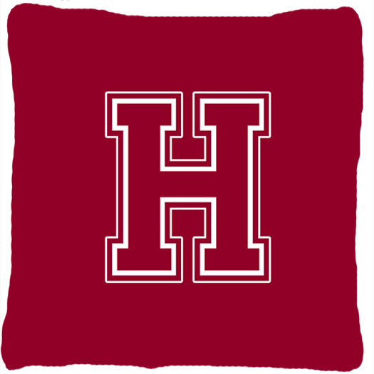 Monogram Initial H Maroon And White Decorative Fabric Pillow