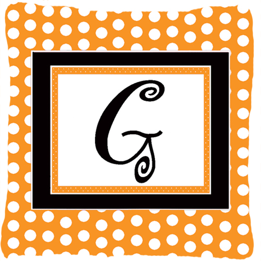 Monogram Initial G Orange Polkadots Decorative Fabric Pillow