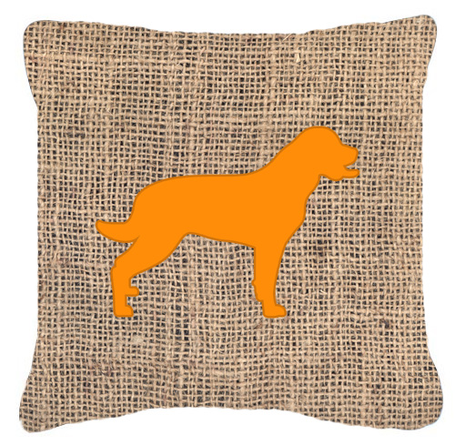 Labrador Burlap And Orange Fabric Decorative Pillow