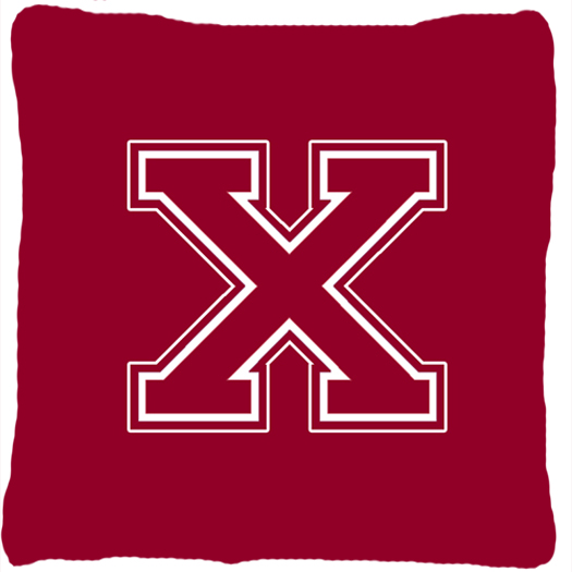 CJ1032-XPW1414 Monogram Initial x Maroon And White Decorative Fabric Pillow
