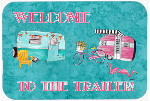 Picture of Carolines Treasures 8760LCB Welcome To The Trailer Glass Cutting Board- Large