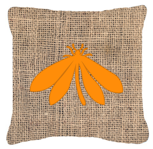 Moth Burlap And Orange Fabric Decorative Pillow
