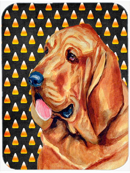 Bloodhound Candy Corn Halloween Portrait Glass Cutting Board- Large
